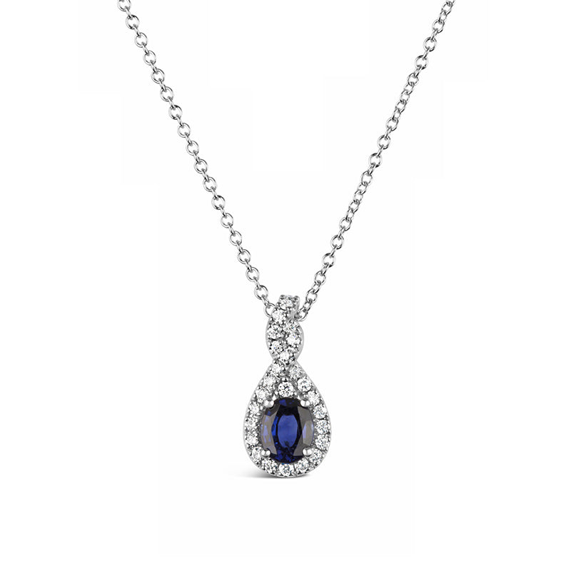 Rocks Sapphire &amp; Diamond Twisted Teardrop Pendant