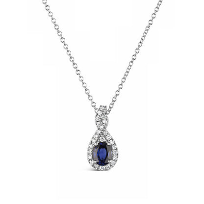 Rocks Sapphire &amp; Diamond Twisted Teardrop Pendant