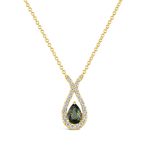 Rocks Green Sapphire & Diamond Teardrop Pendant
