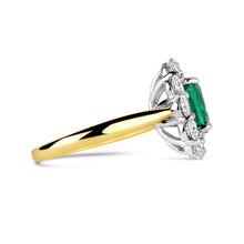 Load image into Gallery viewer, Cushion Emerald &amp; Diamond Cluster Ring