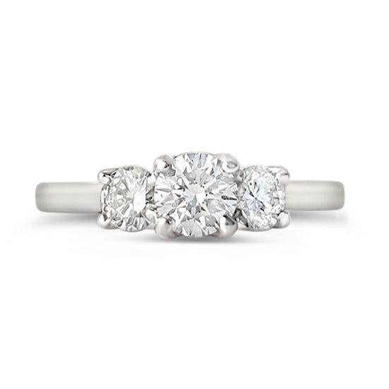 Round Brilliant Three Stone Engagement Ring