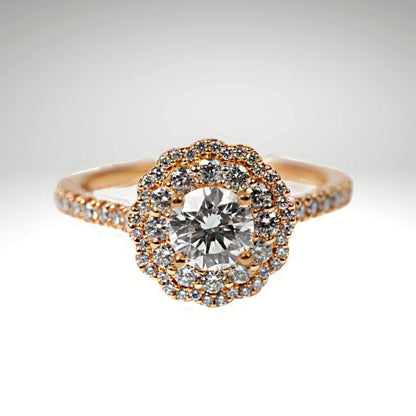 Flower Double Halo Engagement Ring