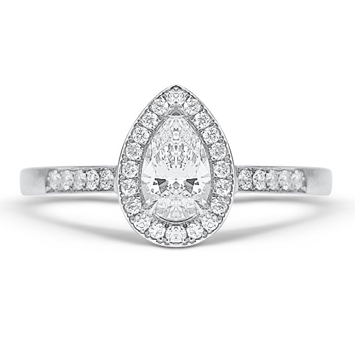 Pear Halo Engagement Ring 0.71ct