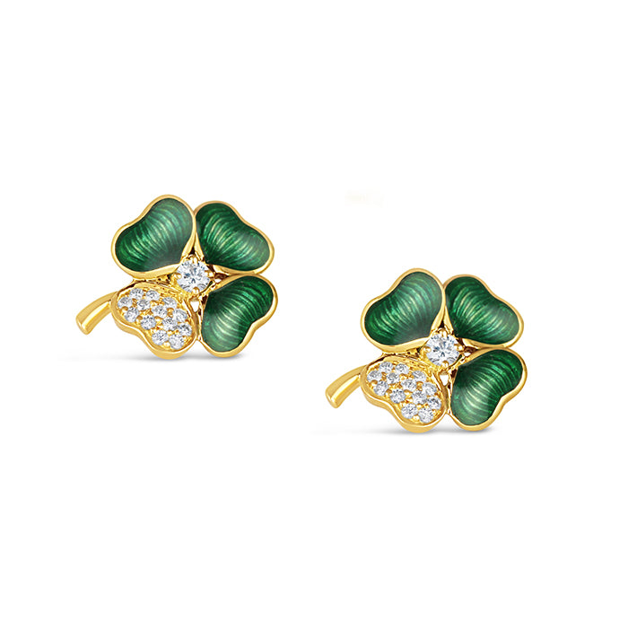 Diamond Encrusted Clover Earrings