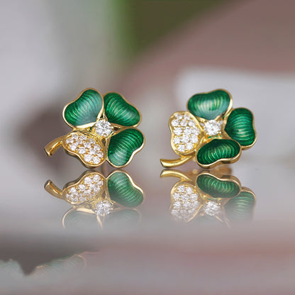 Diamond Encrusted Clover Earrings