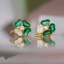 Load image into Gallery viewer, Diamond Encrusted Clover Earrings