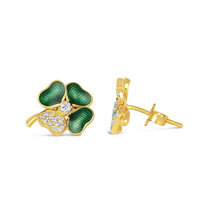 Diamond Encrusted Clover Earrings