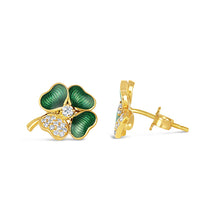 Load image into Gallery viewer, Diamond Encrusted Clover Earrings
