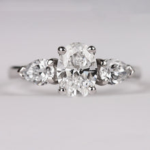 Load image into Gallery viewer, Oval &amp; Pear Three Stone Diamond Engagement Ring - 1.13ct