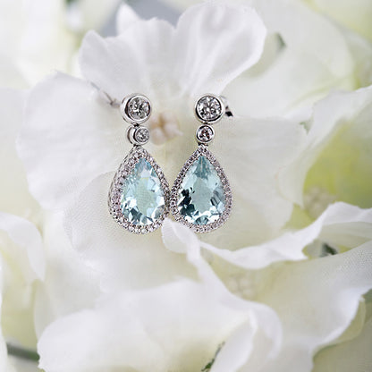 Rocks Teardrop Aquamarine &amp; Diamond Earrings