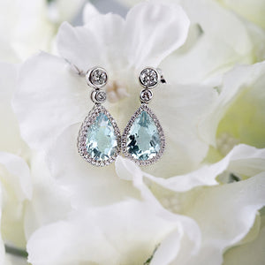 Rocks Teardrop Aquamarine & Diamond Earrings