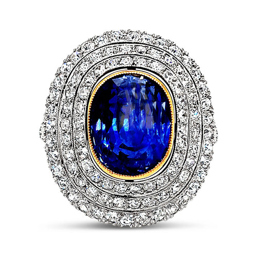 Ceylon Sapphire & Diamond Culster Ring - 2.20ct