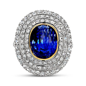 Rocks Ceylon Sapphire & Diamond Culster Ring - 2.20ct