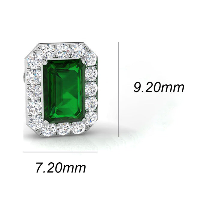 Rocks Emerald &amp; Diamond Halo Stud Earrings