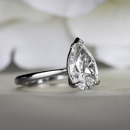 Diamond Solitaire Ring 3ct Pear Shaped Diamond Ring Pear Solitaire