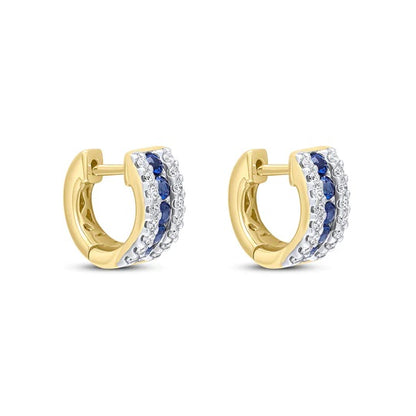 Rocks Sapphire &amp; Diamond Huggie Hoop Earrings