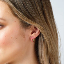 Load image into Gallery viewer, Rocks Neon Pink Huggie Hoop Earrings