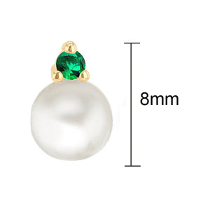 Pearl & Green Stone Drop Earrings