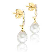 Load image into Gallery viewer, Rocks White Stone &amp; Pearl Drop Earrings