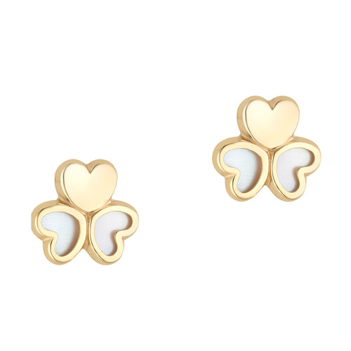 Rocks Pearl & Heart Shamrock Stud Earrings