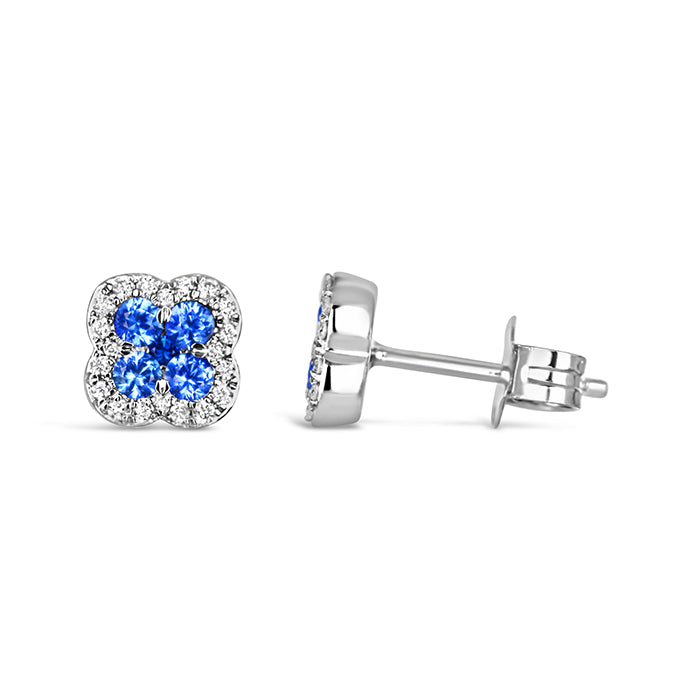 Rocks Sapphire &amp; Diamond Quatrefoil Stud Earrings