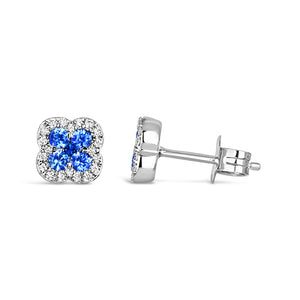 Rocks Sapphire & Diamond Quatrefoil Stud Earrings