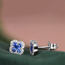 Load image into Gallery viewer, Rocks Sapphire &amp; Diamond Quatrefoil Stud Earrings