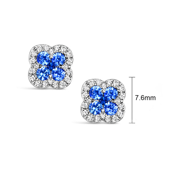 Rocks Sapphire &amp; Diamond Quatrefoil Stud Earrings