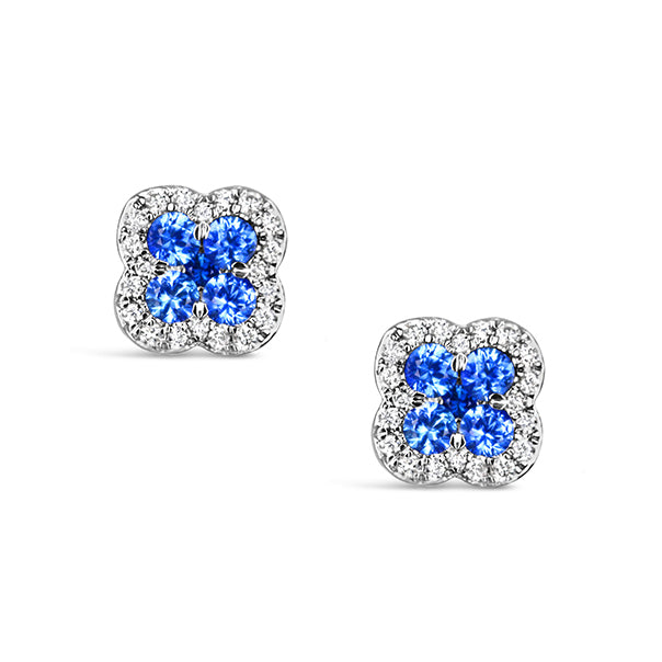 Rocks Sapphire &amp; Diamond Quatrefoil Stud Earrings