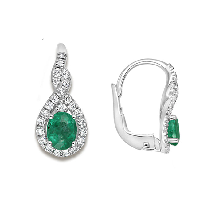 Rocks Emerald &amp; Diamond Twisted Teardrop Earrings