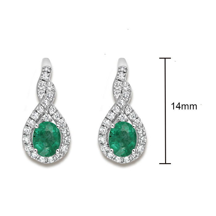 Rocks Emerald &amp; Diamond Twisted Teardrop Earrings