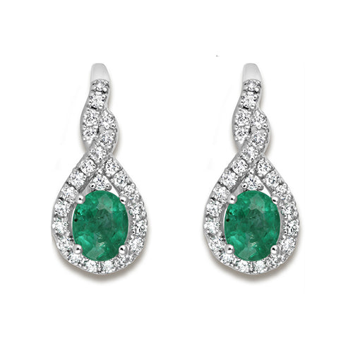 Rocks Emerald & Diamond Twisted Teardrop Earrings