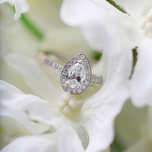 Pear Halo Engagement Ring 0.71ct